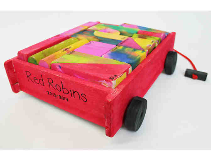 RED ROBIN Wooden Blocks Wagon
