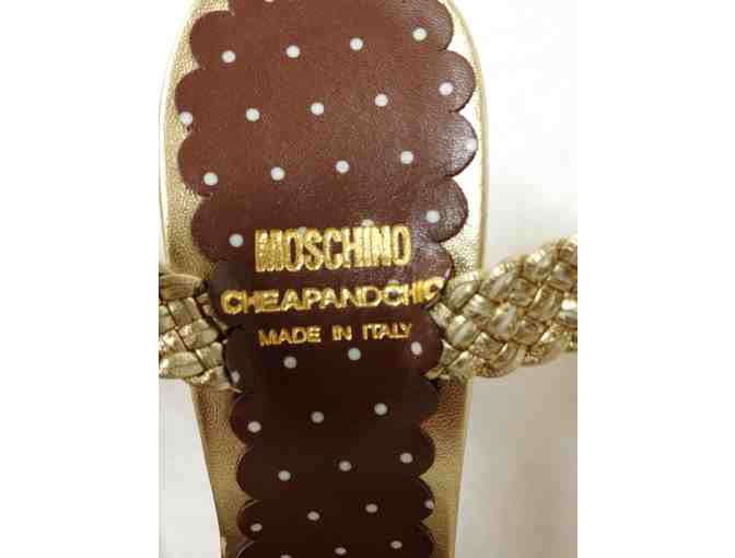 ! Golden MOSCHINO High Heels Sandals, Size 36.5