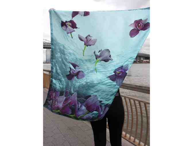 DIFORE NEW YORK - Floral/Waters Orchid Venezuela Silk Scarf - Photo 3