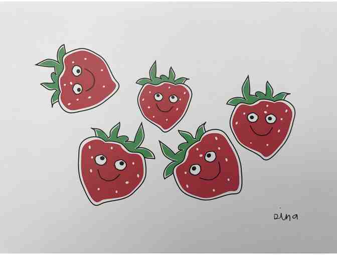 BUGGED OUT - (5) Art Prints with Fruit/Veggie Design