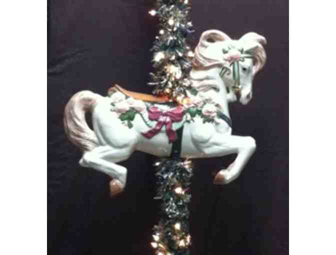 Hand Painted Carousel Horse with 24k Gold Leaf Detail- 5 feet tall