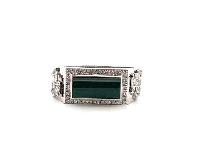 Rectangle Jade Ring w/ diamond setting - Photo 1