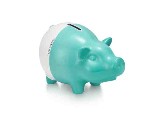 Color Block Earthenware Piggy Bank from Tiffany & Co. (Robin Egg Blue and White)