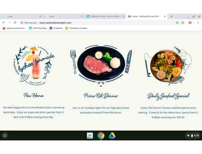 $50 Gift Card to Seafood Bar & Grill Kawaihae