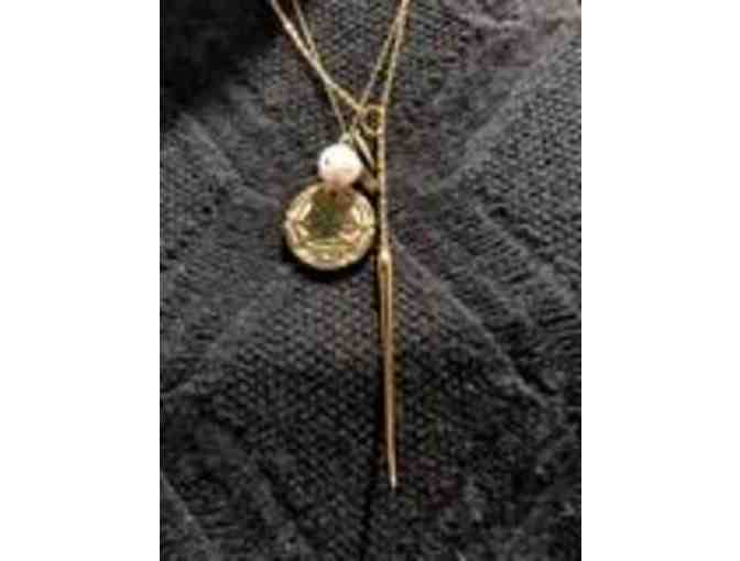 Amanda Pearl Quill Spike Lariat Necklace