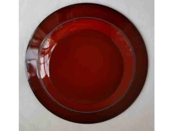 Arcoroc France Red Ruby Stem Glassware and Small Plate