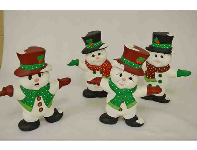 Set of Four Ceramic Snowman