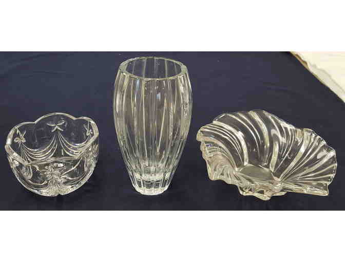 Glass Vase and Two Unique Candy Dishes
