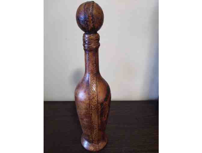 Embossed Italian Leather Bottle with Stopper