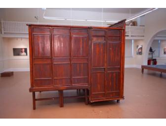 Antique Chinese Carved Canopy Bed with Alcove