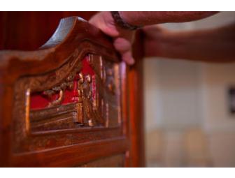 Antique Chinese Carved Canopy Bed with Alcove