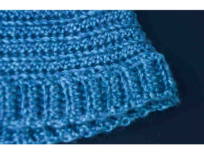 Crocheted Blue hat with pompom