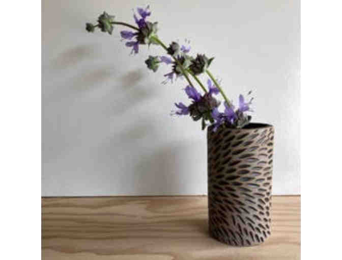 Carved Stoneware Bud Vase, Handmade by Waverly Parent, Bianca Pulitzer