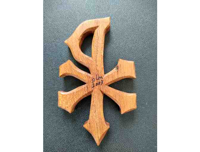 Hand Carved Chi Rho Symbol by Rev. Dr. Peter Misner