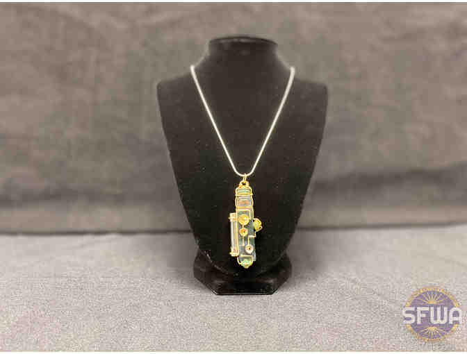 Moss Agate Solarpunk necklace by Erin Cairns