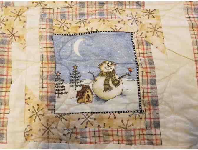 Handmade snowman quilt