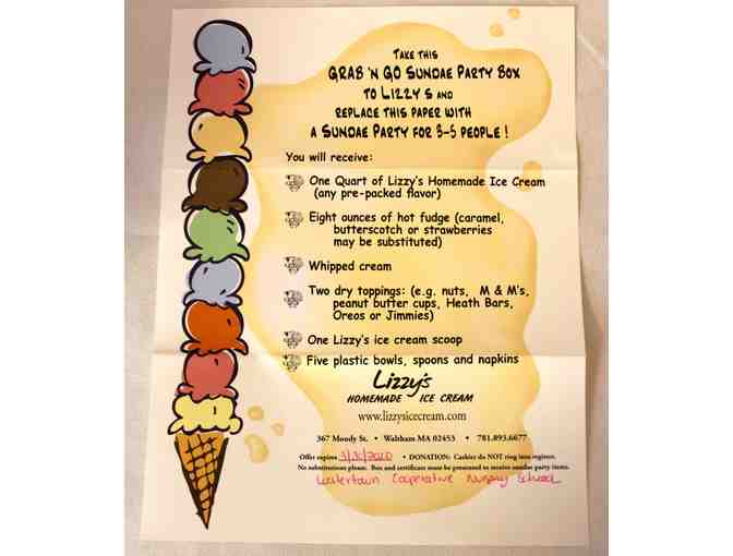 Lizzy's Ice Cream GRAB'N GO SUNDAE PARTY BOX