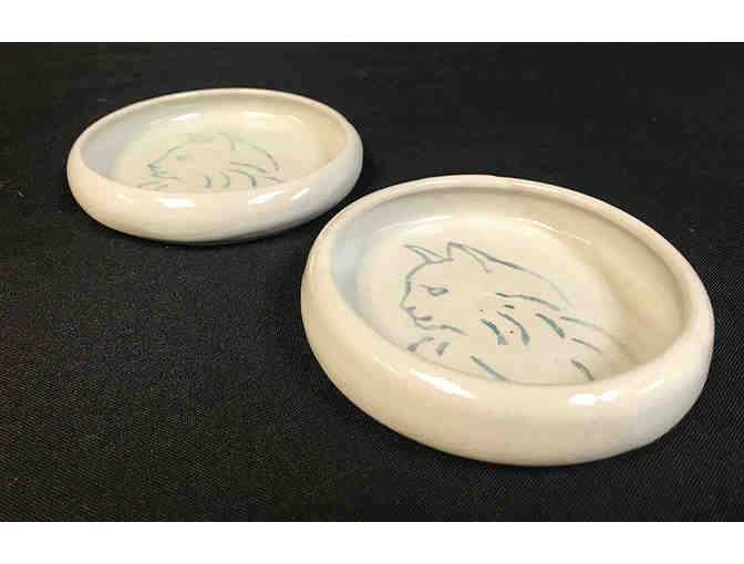 Pair of Ceramic Cat Dishes