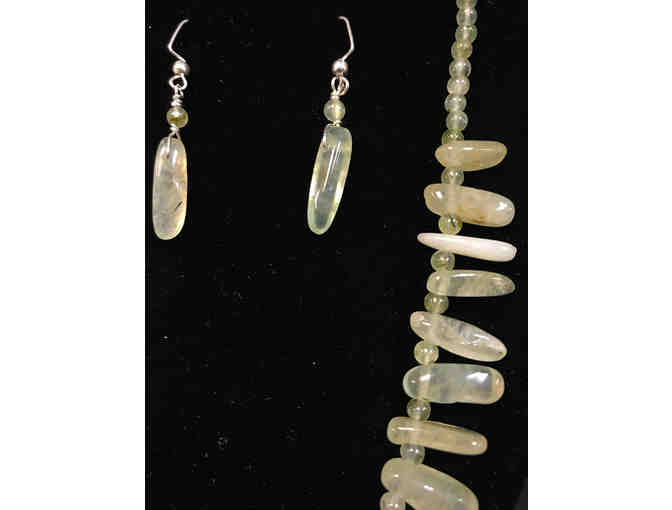 Prehnite Necklace and Earrings