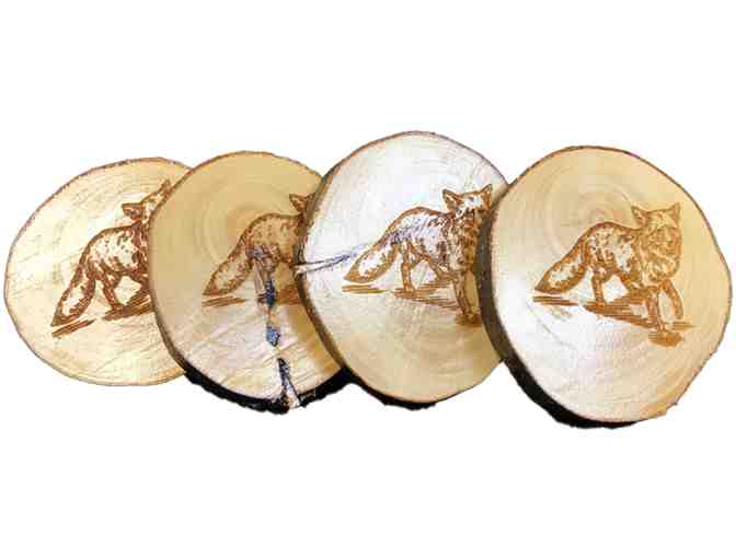 Rustic Natural Wood Coasters - Fox Engraving