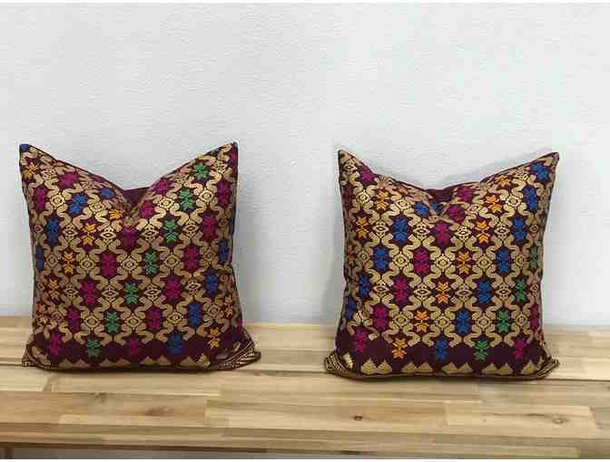 Set of 2 Handmade Ikat Pillows - Inserts and Covers