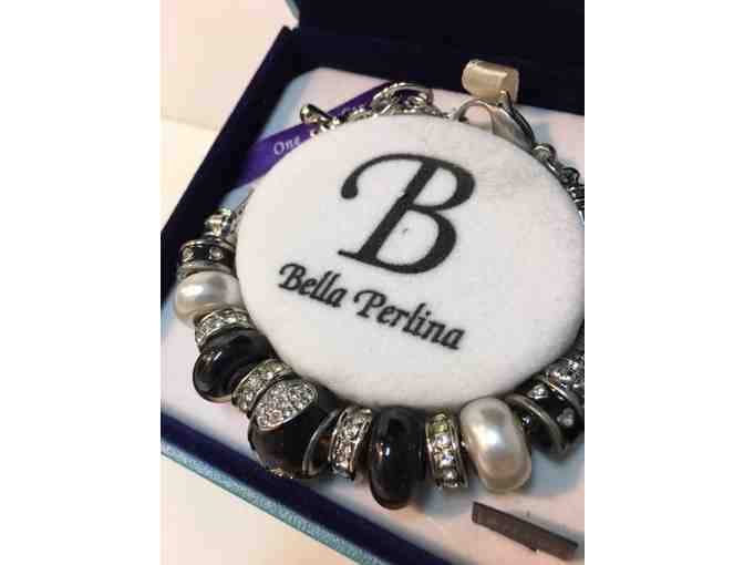 Bracelet with Pearl, Black and Rhinestone Beads