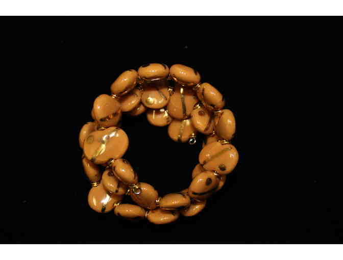 Kazuri Bead bracelet - camel with gold