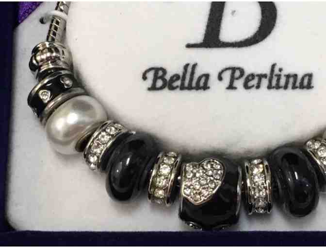 Bracelet with Pearl, Black and Rhinestone Beads