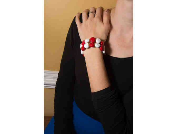 Kazuri Bead bracelet - red and white