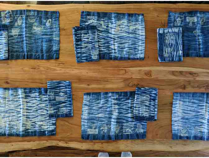 Room 8 Art - Ocean Animals Shibori Table Linens for 6