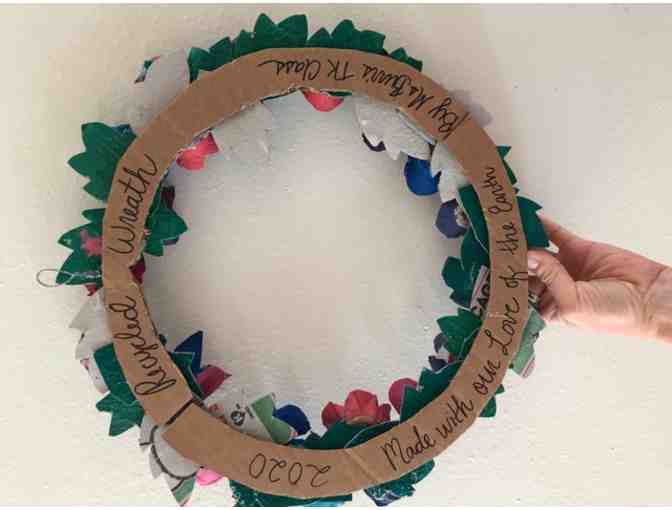 Class Art- Floral Recycled Wreath (TK/Kindergarten, Ms. Burr)