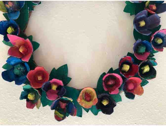 Class Art- Floral Recycled Wreath (TK/Kindergarten, Ms. Burr)