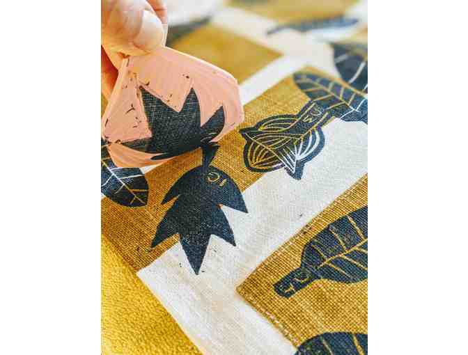 Class Art- Leaf Block Printed Table Linens (3rd Grade, Mrs. Riccabona)