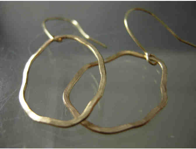 14K Gold-Filled Hammered Organic Oval Dangle Earrings - Vina Shih Jewelry (T)