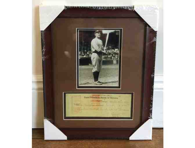 Framed Baseball Repligraph -- Ty Cobb Photo and Replica Check