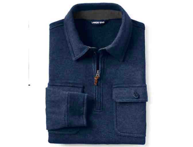 Lands End Mens' Quarter Zip Sweater Fleece Polo (Size L)