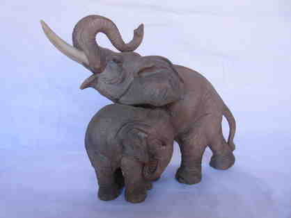 Porcelain Elephants - Mom and Baby by Andrea Sadek