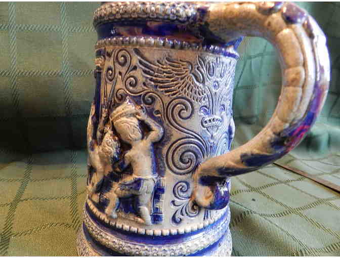 Non-Lidded Blue and Stone Colored Stein
