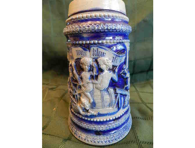 Non-Lidded Blue and Stone Colored Stein