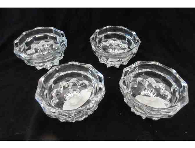Four Indiana Colony Candle Holders with Candles