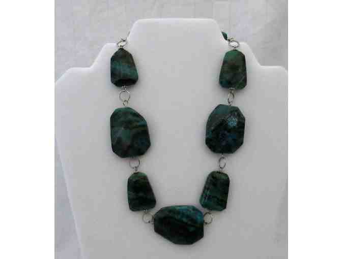 Chunky Green/Black Stone Necklace
