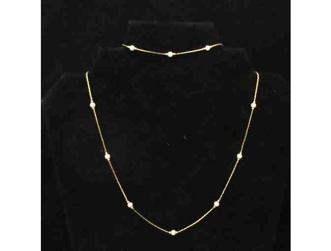 Fresh Water Pearl Gold Necklace and Bracelet