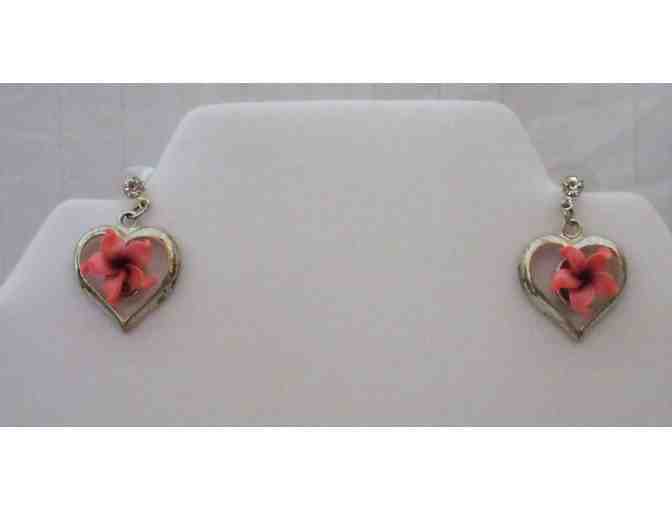 Island Style Plumeria Heart Earrings