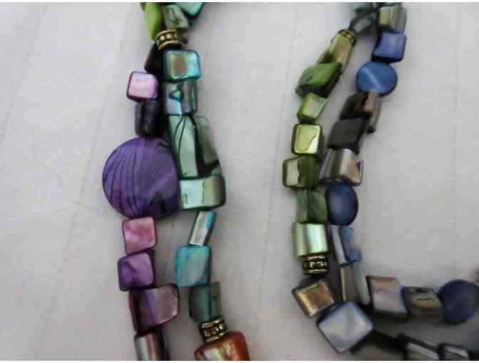 Multi Color Stones and Gold Bead Necklace