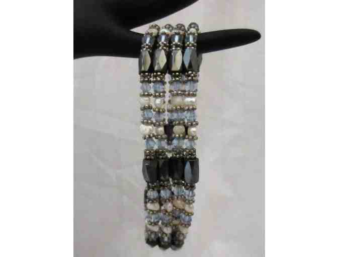 Black, Blue and White Mix Stone Medley Magnetic Bracelet or Necklace