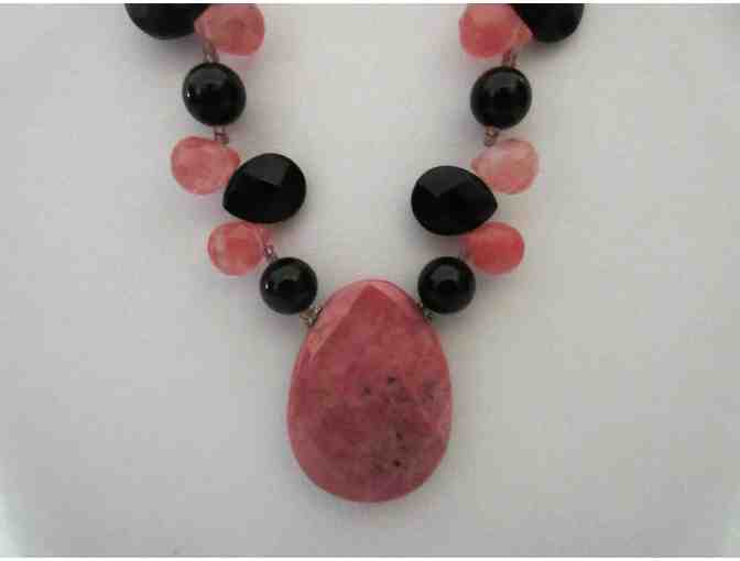 Onyx and Rhodonite Stone Necklace