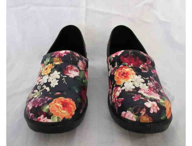 Dannis Clogs - Pink and Black Floral  Print -  Size 8