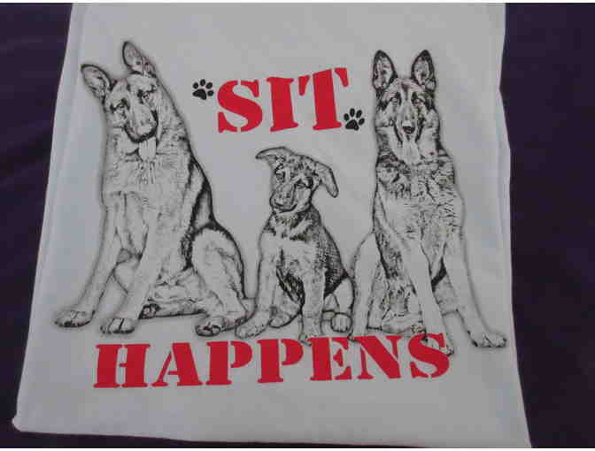 'Sit Happens' T-Shirt, Bumper Sticker and Box Sign