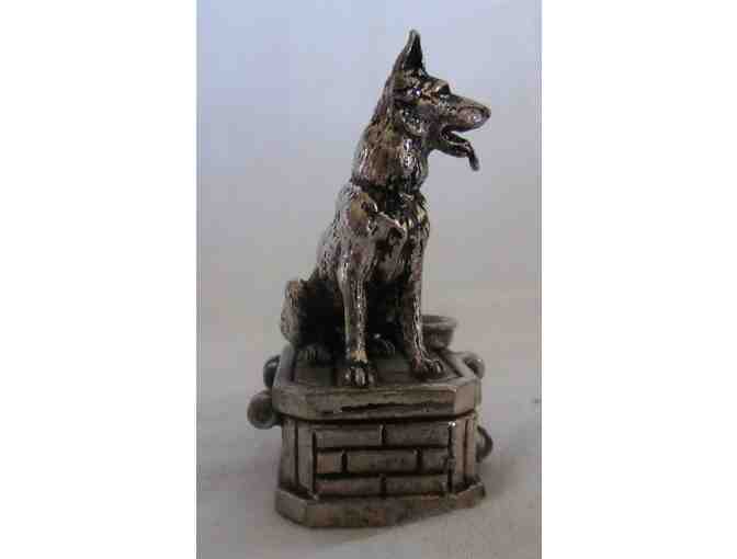 Small Silver Hinged German Shepherd Dog Trinket Box