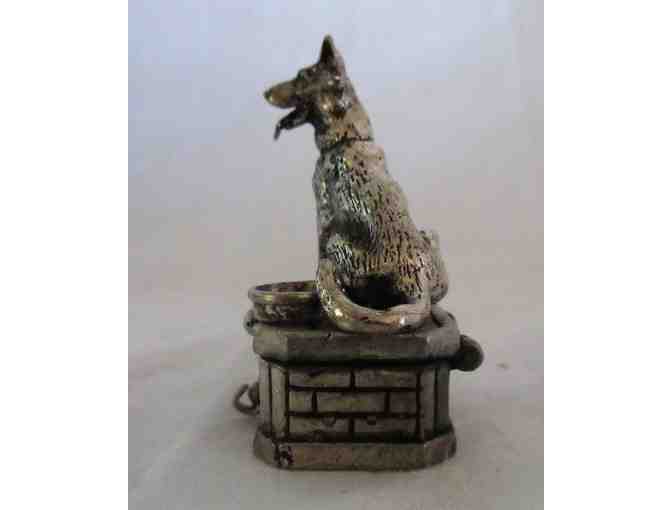 Small Silver Hinged German Shepherd Dog Trinket Box